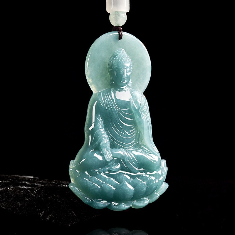 Necklace Pendant - Natürliche burmesische Jadeit-Buddha-Anhänger-Halskette, modischer Schmuck aus