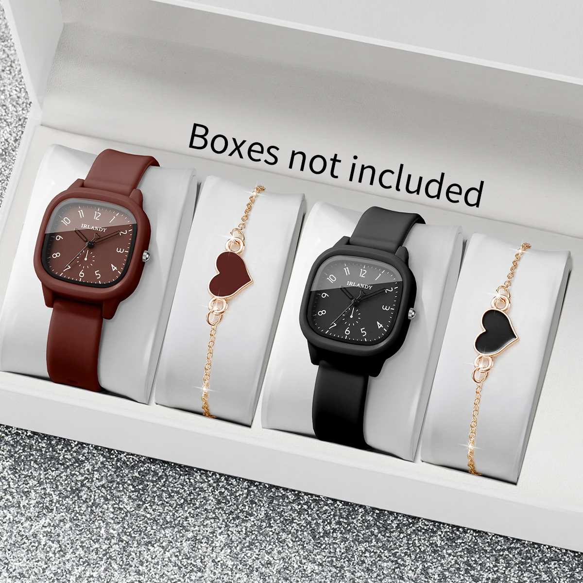 Jewellery Watch - 4-teiliges Set: Modische, quadratische Damen-Quarzuhren mit