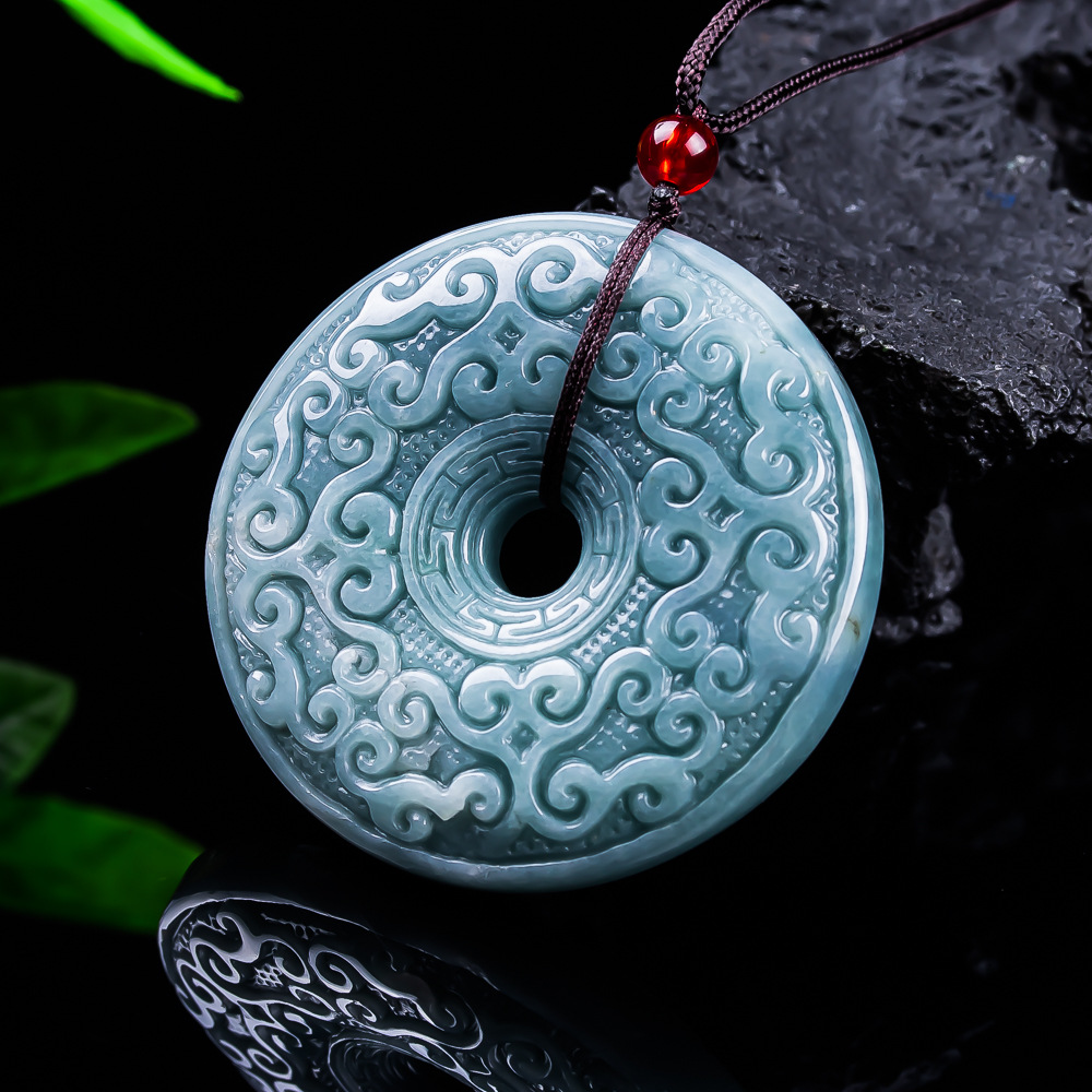 Necklace Pendant - Natürliche burmesische Jadeit-Blumen-Anhänger-Halskette, Vintage-Designer-Schmuck, luxuriöse Accessoires,