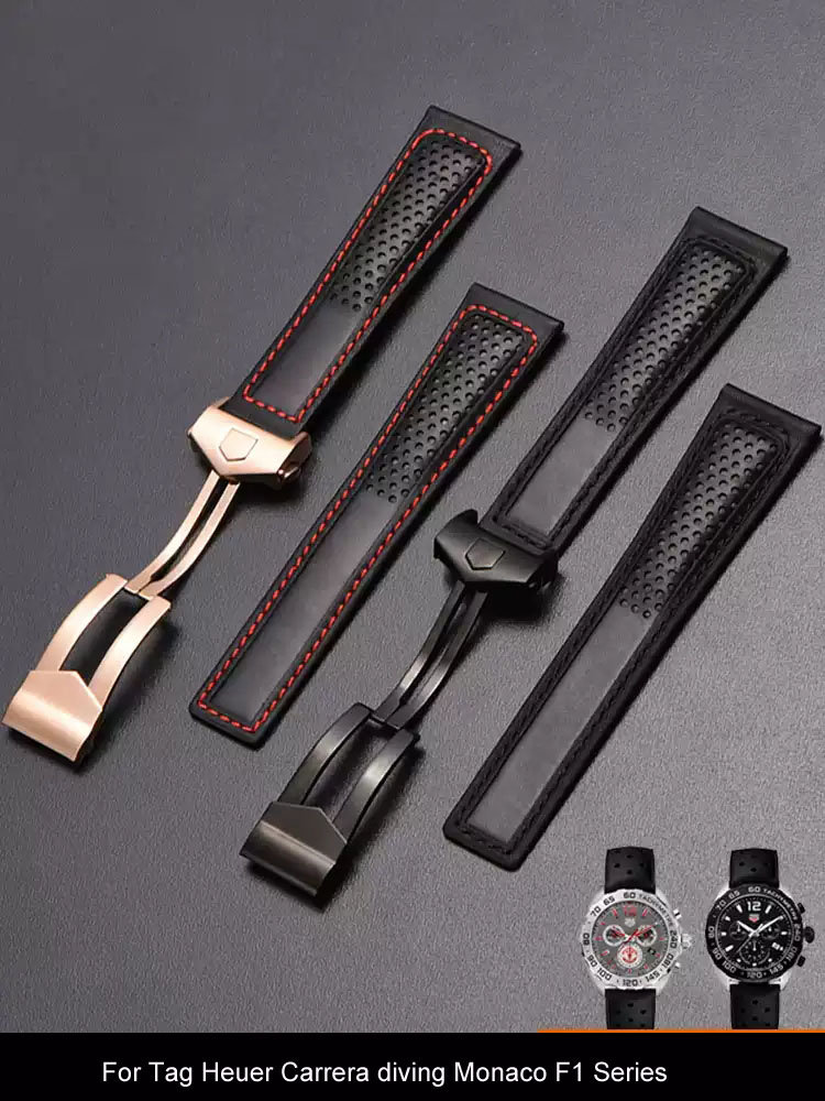 Jewelry Type Watches - 22 mm atmungsaktives Echtleder-Uhrenarmband für Tag