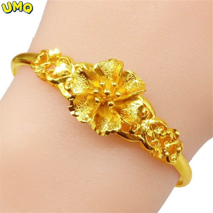 Cuff Bangle Bracelet - UMQ 24k Gold Armband 999 Volle