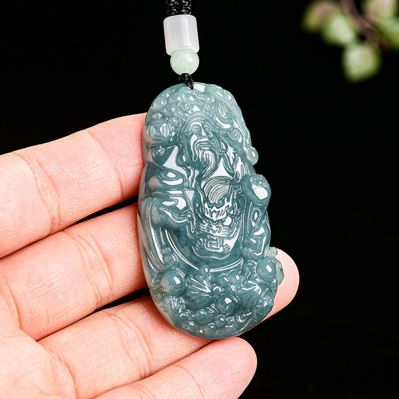Necklace Pendant - Myanmar Jadeit Gott des Reichtums Anhänger