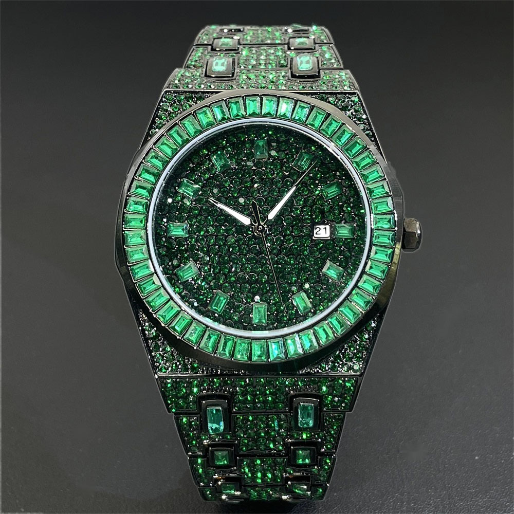 Jewelry Type Watches - 2024 Hip Hop Grün Diamant Uhr