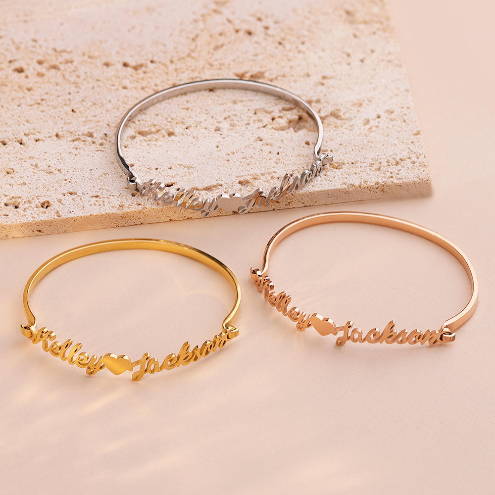 Personalisierte Paar-Namens-Ar – Cuff Bangle Bracelet Bewertung und Preis