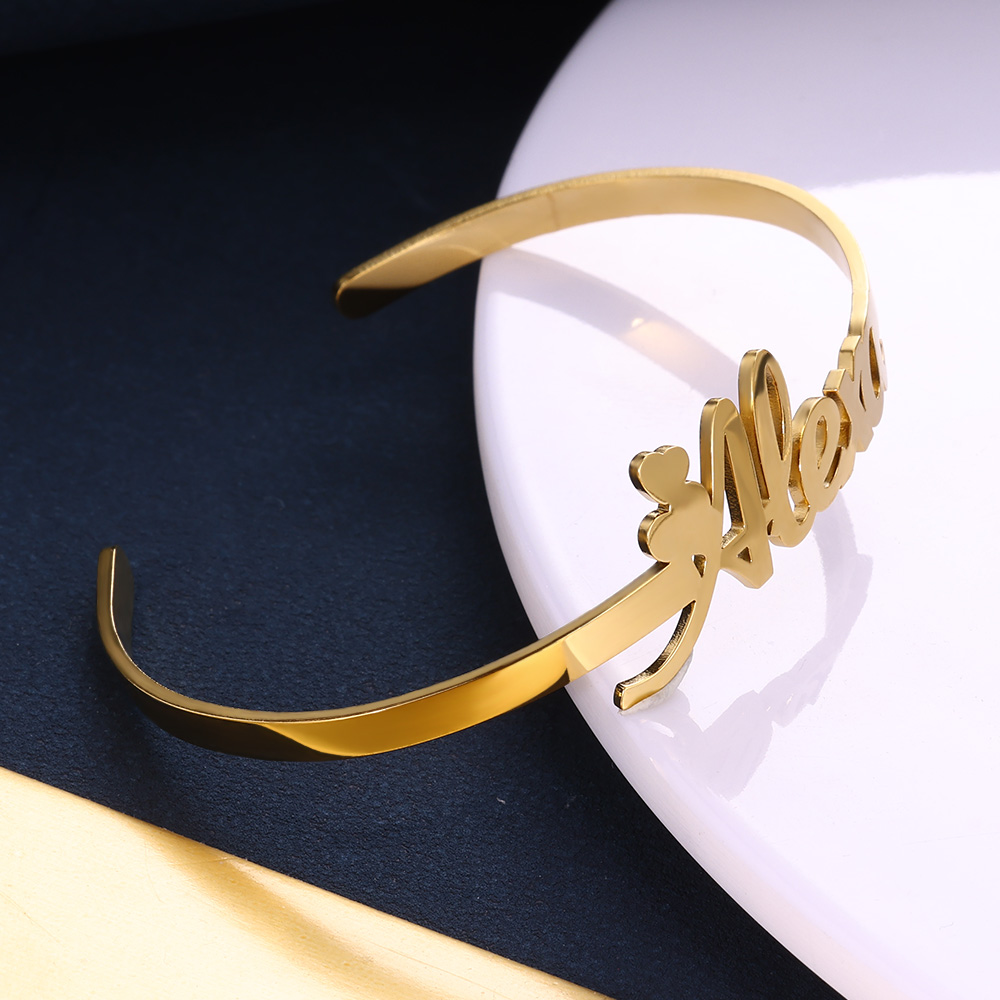 Edelstahl winzigen Herz Name A – Cuff Bangle Bracelet Bewertung und Preis