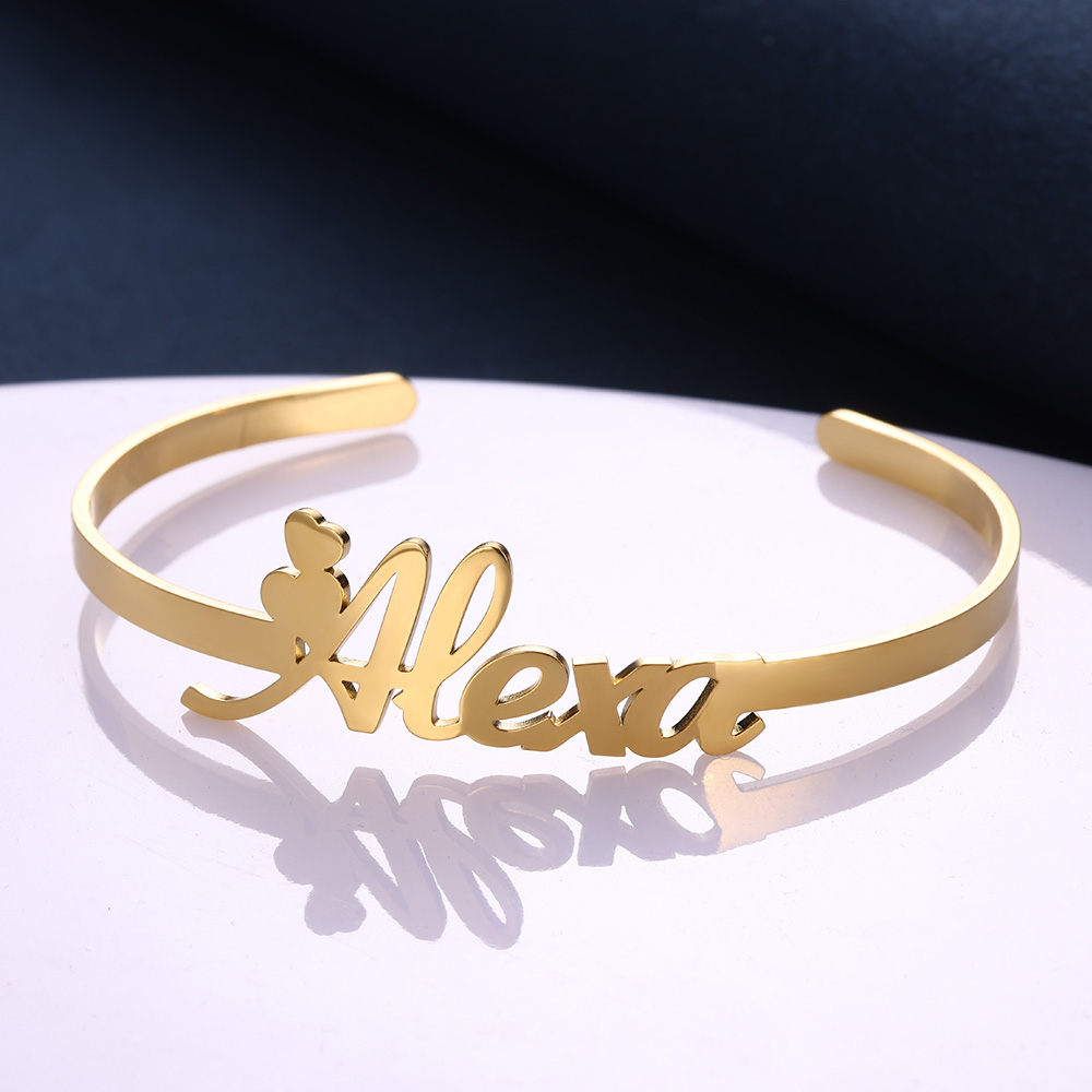 Edelstahl winzigen Herz Name A – Cuff Bangle Bracelet Bewertung und Preis