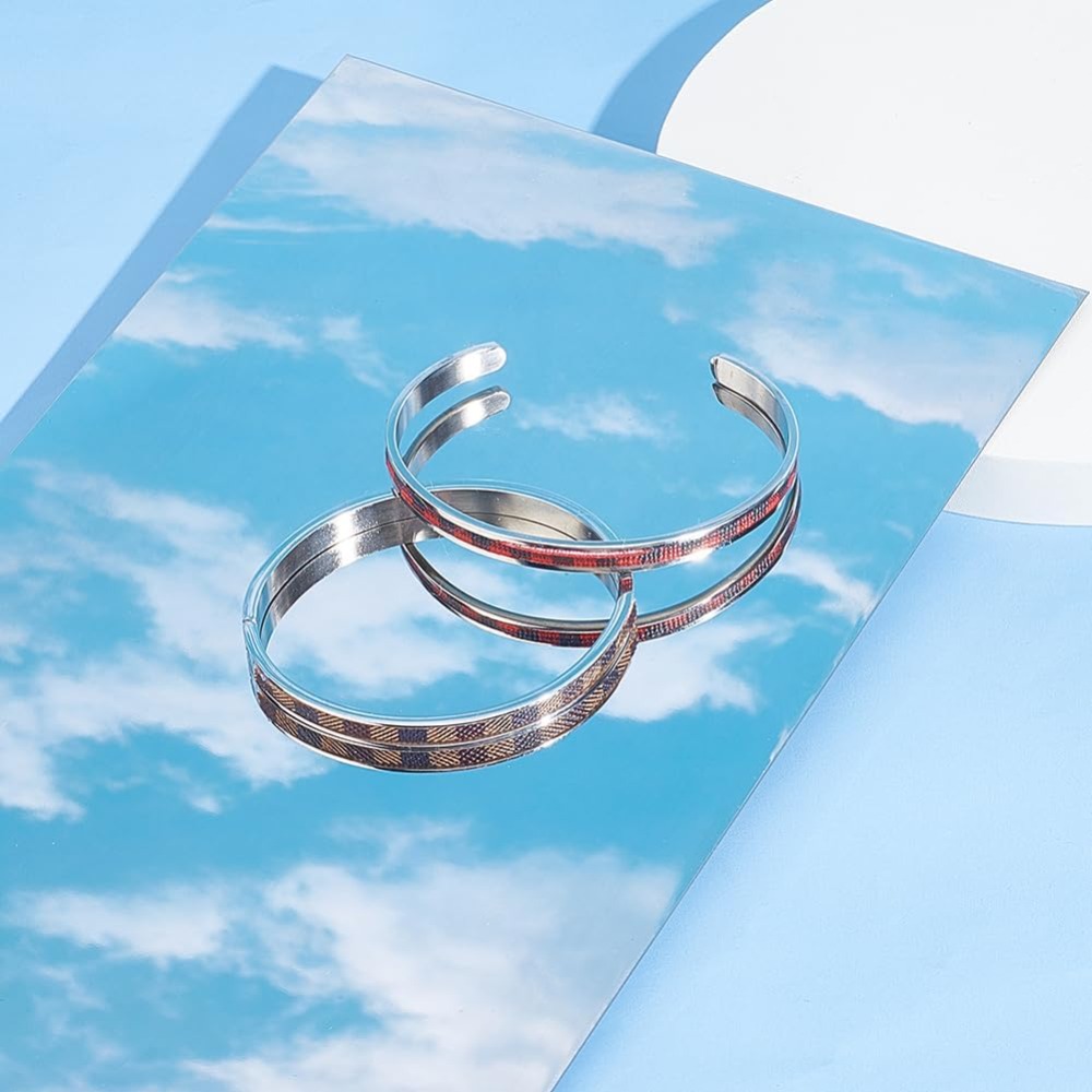 4 Stück 2 Stile gerillter Mans – Cuff Bangle Bracelet Bewertung und Preis