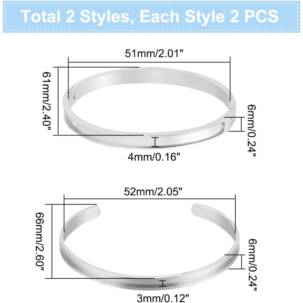 4 Stück 2 Stile gerillter Mans – Cuff Bangle Bracelet Bewertung und Preis