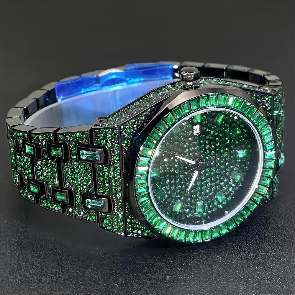 2024 Hip Hop Grün Diamant Uhr  – Jewelry Type Watches Bewertung und Preis